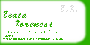 beata korencsi business card